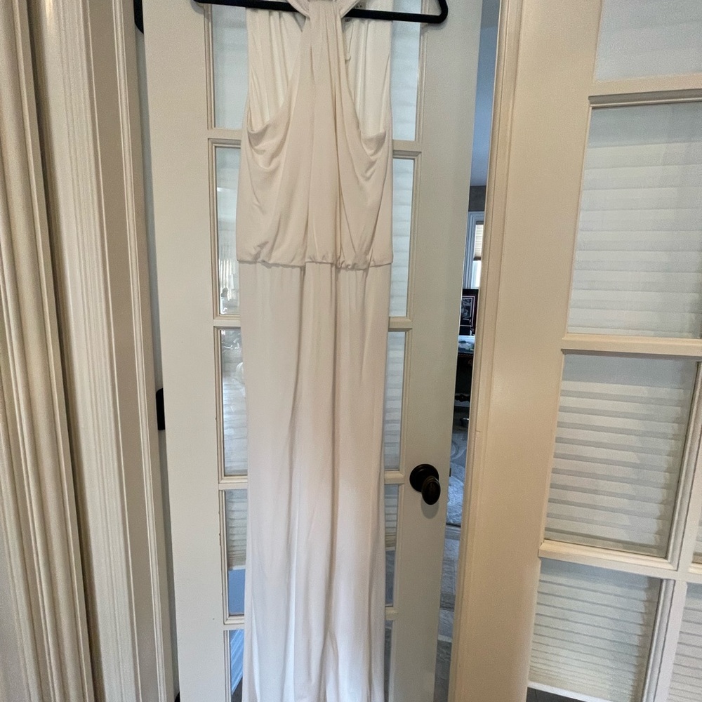 Beautiful White Halter Trina Turk jumpsuit, NWT, size L